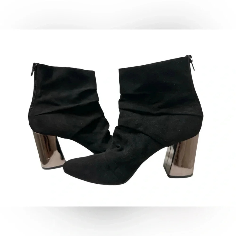 Christian Siriano for Payless black faux suede with mirrored heels ankle boot